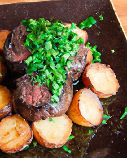 Savor Garlic Butter Steak Bites with Crispy Golden Potatoes