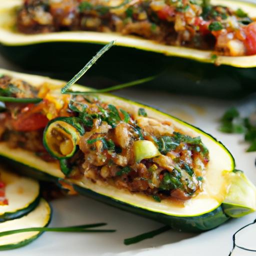 Hearty Stuffed Zucchini Boats with Savory Lentil Filling